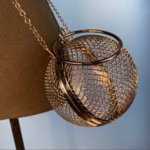 NewInBox Gorgeous Cage Gunmetal Round Clutch Cross